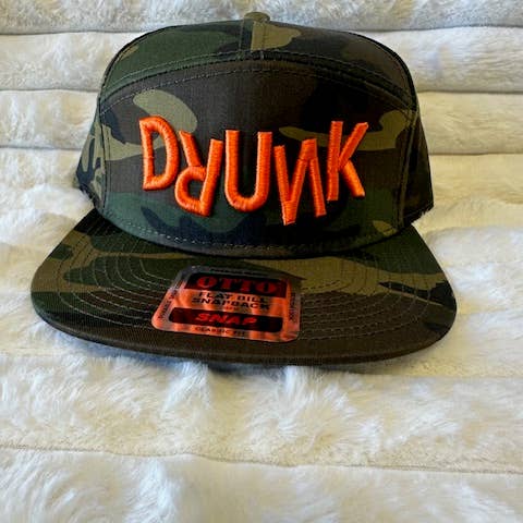 DRUNK 3D embroidery 7 panel snapback hat