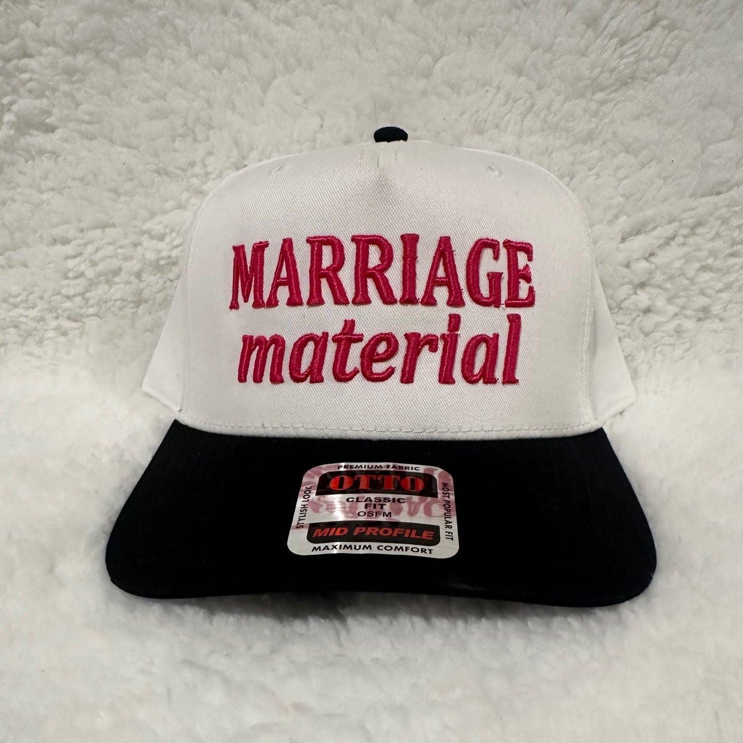 MARRIAGE MATERIAL  Embroidered Trucker Hat