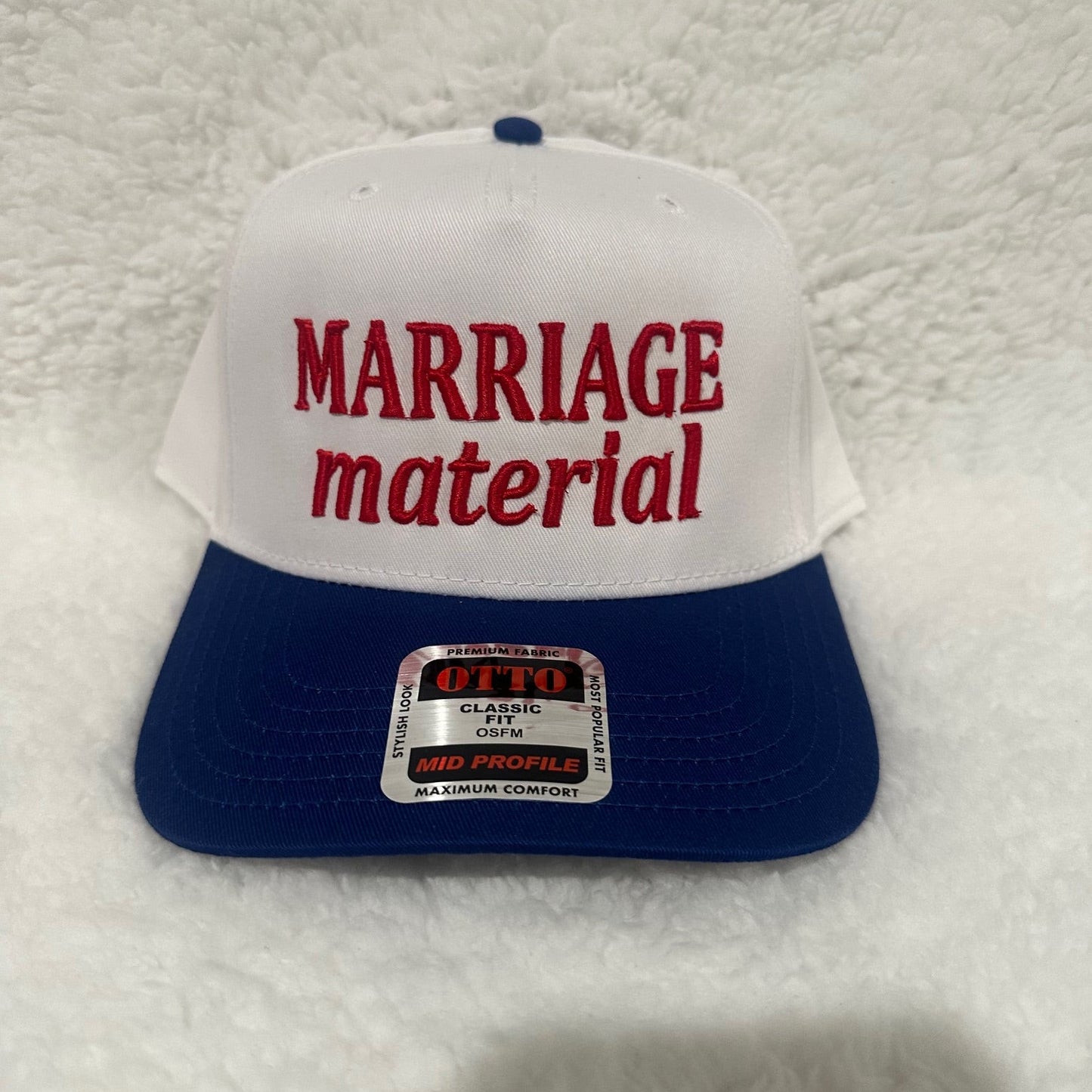 MARRIAGE MATERIAL  Embroidered Trucker Hat