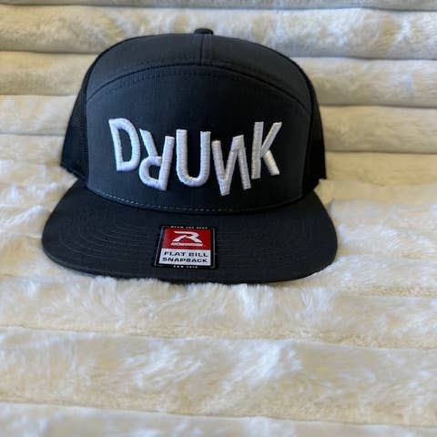 DRUNK 3D embroidery 7 panel snapback hat